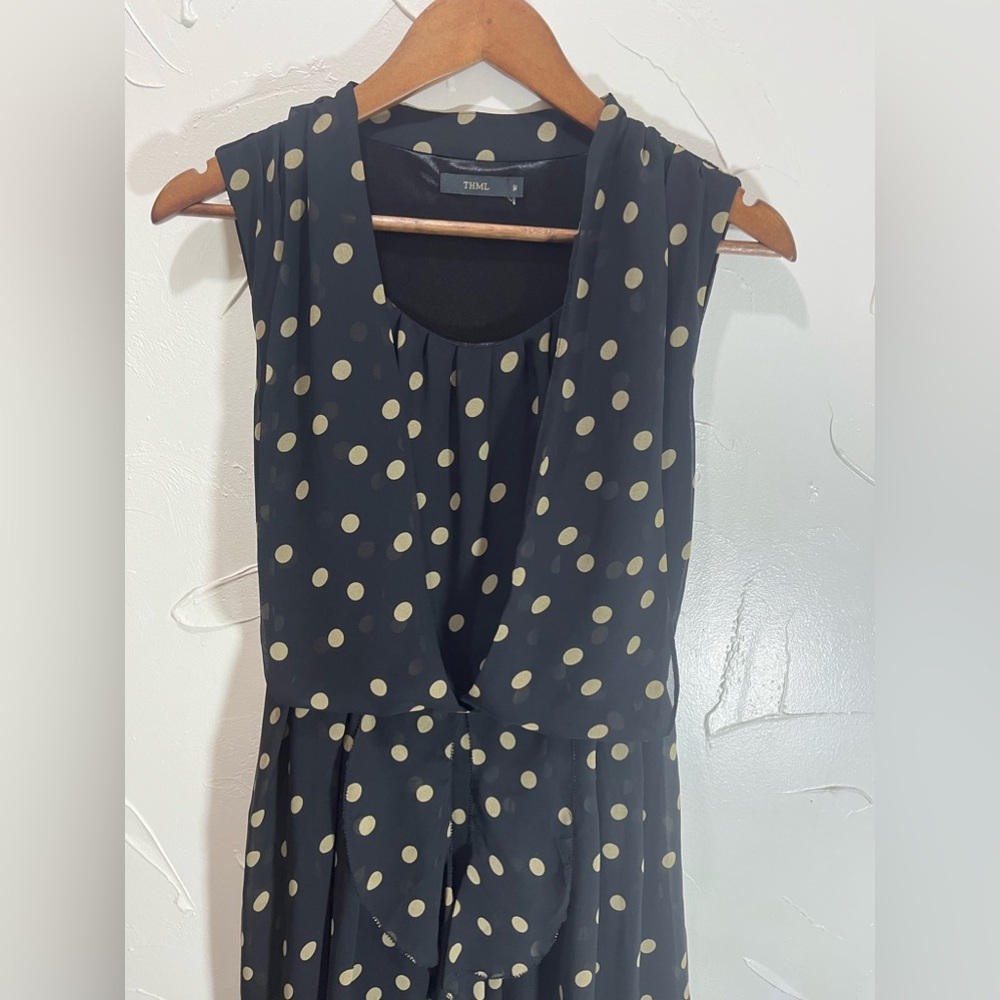 THML Polka Dot Sheer Blouson Dress SZ M - Picture 2 of 12